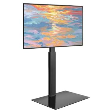 Imagem de WKWKER Suporte de TV de chão para tela LED de 27 a 65 polegadas com suporte giratório para televisões de piso com base de vidro temperado para canto quarto sala de estar VESA máximo 400 x 400 mm