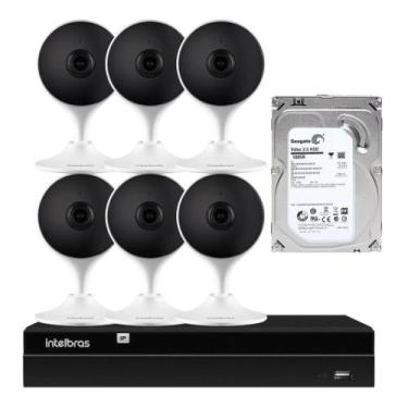 Imagem de Kit 6 Câmeras Full Hd Im3 Intelbras Branca + Nvr Intelbras 8 Canais C/