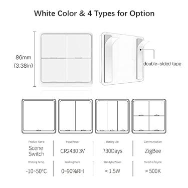 Imagem de Botão Inteligente, Botão Homekit, Assistente de Casa, Interruptor Inteligente, Painel de Parede, Controle Remoto para Zigbee Hub (1 gangue)