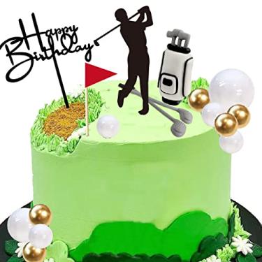 Imagem de DiDida Topo de Bolo de Golfe com Saco de Suporte, Bola de Tacos, Bola, Branco e Marrom, Aniversário