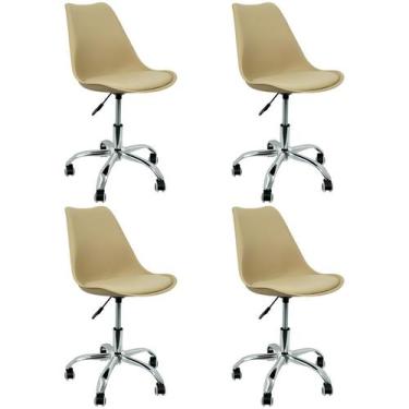 Imagem de Kit 4 Cadeiras Leda Office Luisa Saarinen Estofada Base Giratória Crom