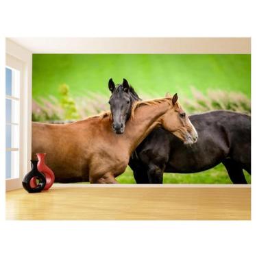 Imagem de Papel De Parede Animais Casal Cavalos Fazenda 3,5M Anm324 - Você Decor
