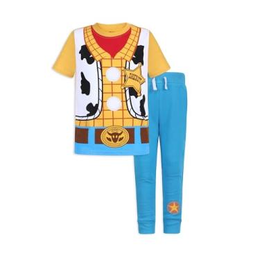 Imagem de Disney Toy Story Woody and Buzz Lightyear Conjunto de camiseta e calça de manga curta para meninos e crianças pequenas, Laranja, 5