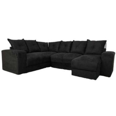 Imagem de Sofá de Canto com Espreguiçadeira Preto Liso - AUREA DECOR