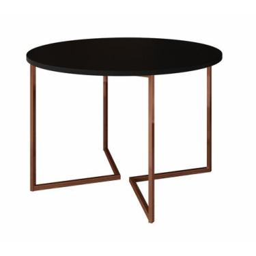 Imagem de Mesa de Jantar Industrial Base De Ferro Cobre em  V  Tampo 110 Preto -
