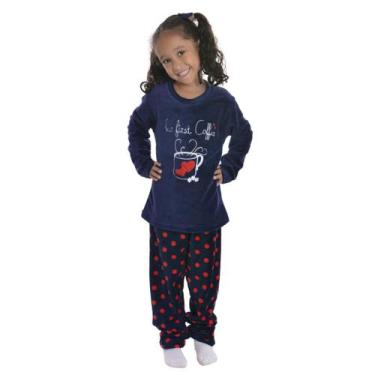Imagem de Pijama Feminino Infantil Majestosa Fleece Victory, 08, Marinho