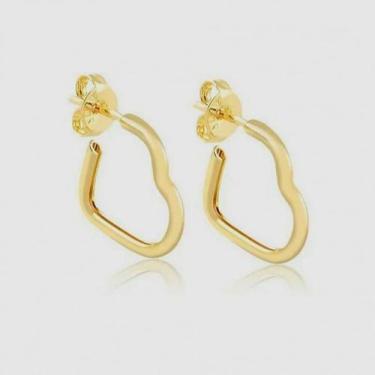 Imagem de Brinco Argola Larga Coração  Básica Banhado Ouro 18K - Atraktiva Jóias