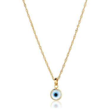 Imagem de Corrente Cordão Singapura + Pingente Olho Grego Ouro 18k - AGAPRIME JÓ