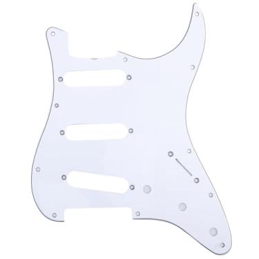 Imagem de Musiclily Pro 11 Furos Estilo Vintage Escudo SSS Pickguard Strato para Guitarra Americanaa Stratocaster 62, 3 Camadas Branco