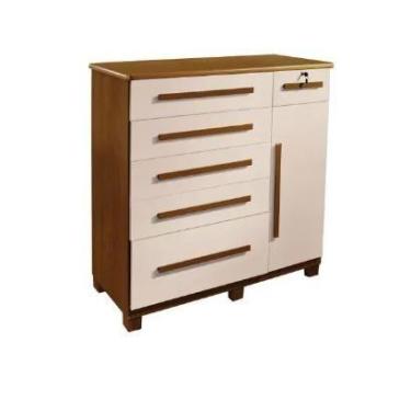 Imagem de Cômoda 046 6 Gavetas 1 Porta Com Sapateira e Pés 100% Mdf New Canion/O