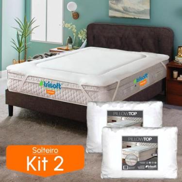 Imagem de 2 Pillow Top Solteiro 90x1,90 Capa de Colchão Macio Hipoalérgico Polié