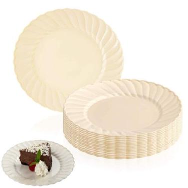 Imagem de Prato de Plástico Duro Resistente 19cm p/ Festas Sobremesas - Bw Bouti