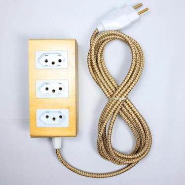 Imagem de Extensão Madeira Régua Elétrica 3 Tomadas Branca - Mycena Studio, crem