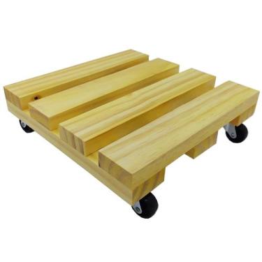 Imagem de Suporte De Vaso Plantas Madeira 25cm Com Rodinhas Resistentes - RecArt