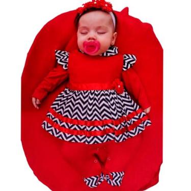 Imagem de Saída Maternidade Menina com Vestido Bordado de Coracao 04 peças Rebec