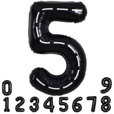 Imagem de Race Car Black Balloons Car Birthday Party Supplies , 40 Inch Giant Jumbo Helium Foil Mylar Big Number 5 Digital Five Balloons for Boys Monster Truck Jam Car Theme Party Decorations