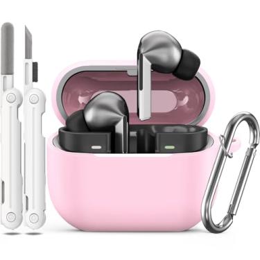 Imagem de Capa para Samsung Galaxy Buds Pro 3 e Galaxy Buds 3 2024, capa de silicone macio antiarranhões com kit de limpeza e chaveiro, capa protetora à prova de choque para acessórios Galaxy Buds Pro 3, rosa