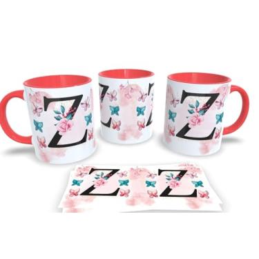Imagem de Caneca Vermelha de Porcelana Personalizadas Alfabeto iniciais Nomes (Z)