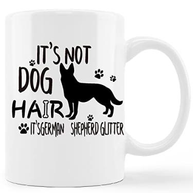 Imagem de kunlisa Caneca engraçada de pastor alemão caneca, It's Not Dog Hair It's German Shepherd Glitter Ceramic Mug-311.8 g Coffee Milk Tea Cup, presentes para amantes de cães, pastor alemão, mãe, cão, mãe,