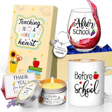 Imagem de Caneca e vidro Before After School - Presentes de agradecimento ao professor, Dia dos Namorados para creche, Natal, presentes engraçados para professores de volta às aulas Primeiro/Último Dia de