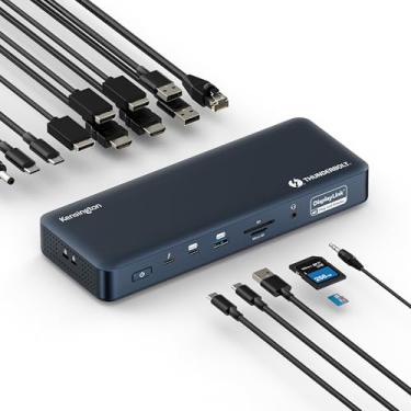 Imagem de Kensington Estação de ancoragem SD5900T DisplayLink Thunderbolt 4, Quad 4K para MacBook Pro/Air M1/M2/M3/M4 com chipsets Pro e Max, 100W PD, HDMI/DP/TB4, compartimentos para cartão SD/Micro SD - Azul