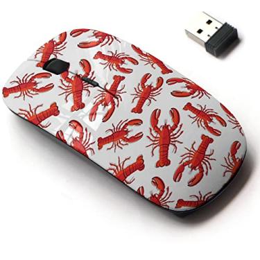 Imagem de Mouse sem fio de 2,4 G com design de padrão fofo para todos os laptops e desktops com nano receptor - Lagostim vermelho lagosta