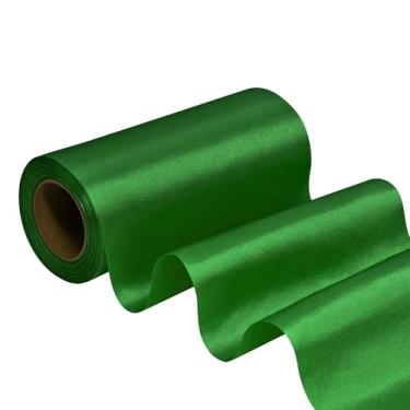 Imagem de Simplegoal Fita de cetim verde floresta 15 cm tecido grande fita de seda para embrulho de presente kit de cerimônia de corte grande abertura cadeira faixa mesa cabelo carro laços costura artesanato
