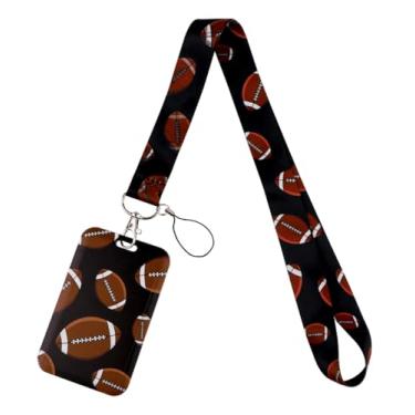 Imagem de Cordão de futebol com porta-crachá de identidade, chaveiro apito, cordão esportivo para crachás de identificação