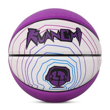 Imagem de Kuangmi Bola de basquete hip-hop, tamanho oficial padrão 7 75 cm, cesta de rua interna e externa, música