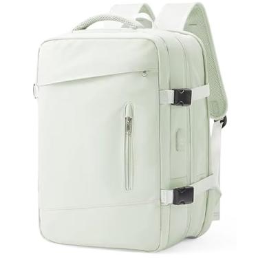 Imagem de Mochila Executiva Viagem Grande Notebook Feminina Masculina 40L Expansível De Bordo Antifurto Casual Escolar Bagagem De Mão (Verde Água)