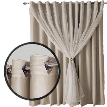 Imagem de cortina blecaute para sala e quarto Bia 4,00 x 2,50 palha - Bravin Cor