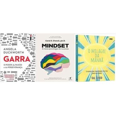 Imagem de kit 3 livros GARRA + MINDSET + O MILAGRE DA MANHA