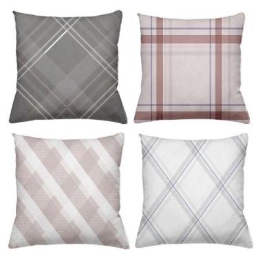Imagem de Kit 4 Almofadas Decorativas Cheias 40x40cm Xadrez - Deluzz