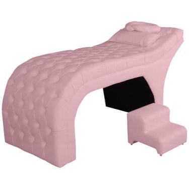Imagem de Maca Veludo Rose Com Escada Para Extensão De Cílios - Sv Decor, Rosa