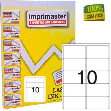 Imagem de Etiquetas Adesivas Imprimaster A4 - 99,0mm x 55,8mm- 10 Etiquetas folh