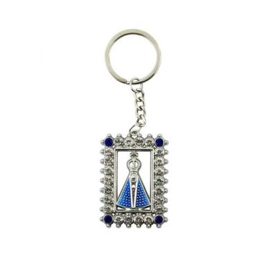 Imagem de Chaveiro Nossa Senhora Aparecida Aura Retangular Prateada ou Dourada 5