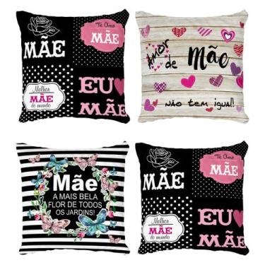 Imagem de Kit 4 Capas de Almofadas Decorativas Dia das Mães Amor de Mãe - Fabrik