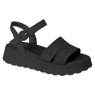 Imagem de Sandália Plataforma Anabela Papete FlatForm Moleca Leve EVA, Preto, 37