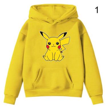 Imagem de Moletom Infantil Pi ca chu Po Ke Mon Desenho Infância Bolso Canguru Ca