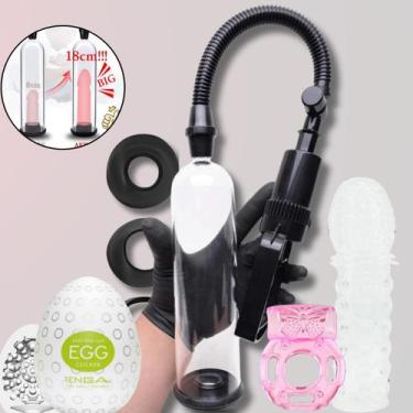 Imagem de Bomba Peniana com Anel Peniano com vibro Kit potencializador Masculino