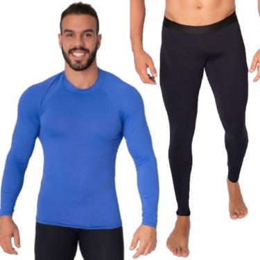 Imagem de Conjunto Blusa + Calça Térmica Proteção UV Poliamida Serra e Mar Academia Moda Fitness Masculina-Masculino