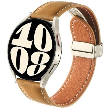 Imagem de DEALELE Pulseiras de substituição de couro impressas de 20 mm compatíveis com Samsung Galaxy Watch 6/6 Classic/5/5 Pro/4/4 Classic/3 de 41 mm/Active 2, 20mm, Couro