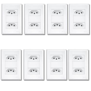 Imagem de Kit Com 8 Tomadas Duplas 2p+t 10a/250v Brancas Evidence Fame