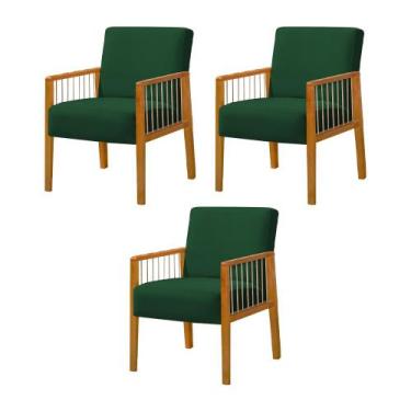 Imagem de Kit 3 Poltronas Decorativa Base em Madeira Maciça e Corda Náutica Copa