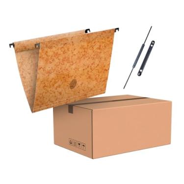 Imagem de Pasta Suspensa, Dello, Marmorizada, Platificada, Castanha, Pacote com 10