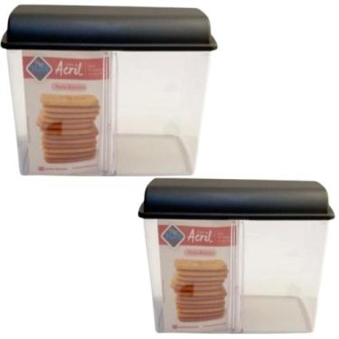 Imagem de Kit 2 Porta Biscoito Bolacha de Acrílico + Tampa e Divisória - JW SHOP