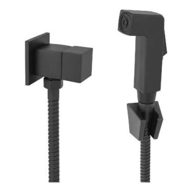 Imagem de Ducha Higiênica Luxo Completa Quadrada Em Metal Preto Fosco - ZRZ