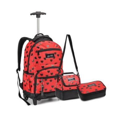 Imagem de Kit Mochila Com Rodinhas Coração Juvenil Estiloso Feminino - Denlex, V