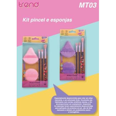 Imagem de Kit Maquiagem Macrilan - Pincéis e Esponjas para Esfumar - Custo-Benefício - Kit MT03 Cores Sortidas - 5 Peças