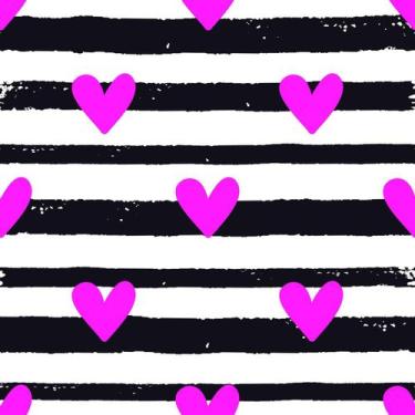 Imagem de Papel De Parede Adesivo Coração Rosa Litras Branco E Preto Quarto 12m 